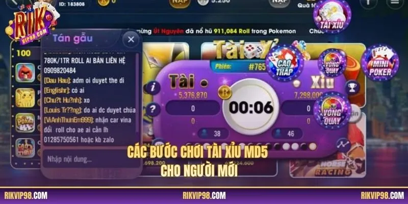 Các bước chơi tài xỉu MD5 cho người mới